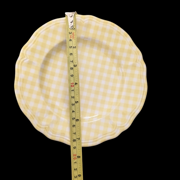 2 Vintage Judy Ironstone Salad Plates Yellow White Check Pattern Made In Japan - Picture 5 of 6